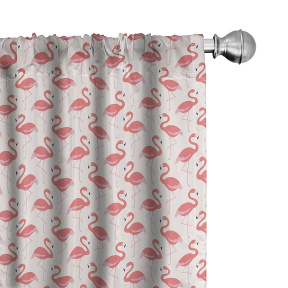 Ambesonne Flamingo Curtains, Exotic Fantasy Fauna, Pair of 28"x84", Beige Dark Coral Purple