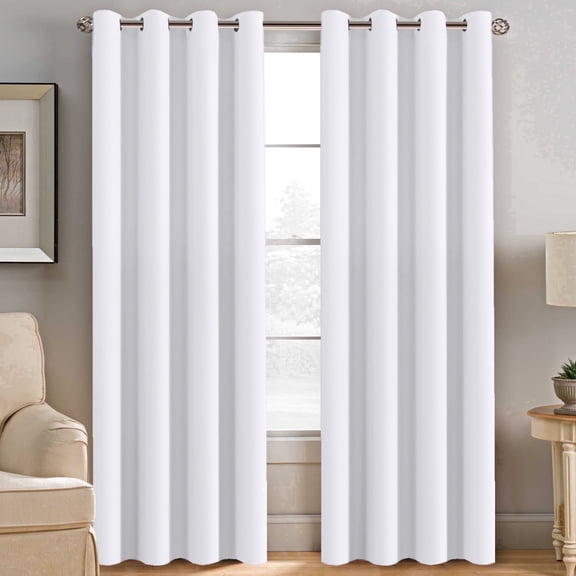 H.VERSAILTEX Room Darkening Grommet Curtains, Light Blocking & Privacy Window Drapes for Bedroom, Living Room & Kitchen, 52" x 84" - 1 Panel, White