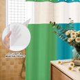 thumbnail image 3 of No Hook Shower Curtain, Green Blue Ombre Striped Shower Curtains for Bathroom with See Through Top Window, Modern Color Vertical Waterproof & Washable Bath Curtain Long 72"x78", 3 of 9