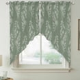 thumbnail image 2 of Dark Green Botanical Swag Curtains for Kitchen/Bedroom/Living Room, Pastoral Elegant Spring Floral Scalloped Curtains 63 Inch Long, Window Swag Topper Curtains Valances 2 Panels Set 36"x63", 2 of 8