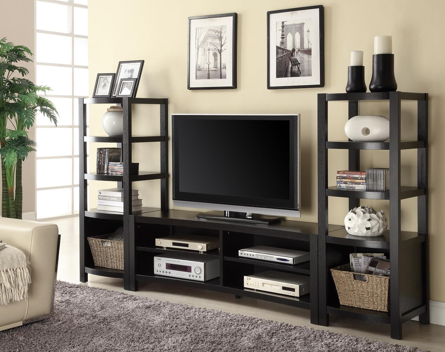 tv console on wall