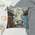 thumbnail image 2 of COMIO  Brown Cow Throw Pillow Cover Head painting Animal Farm Chew Face Vivid Head Bovine Pet Hairy Pillow Case Decorative Men Women Room Cushion Cover for Home Couch Bed, 2 of 5