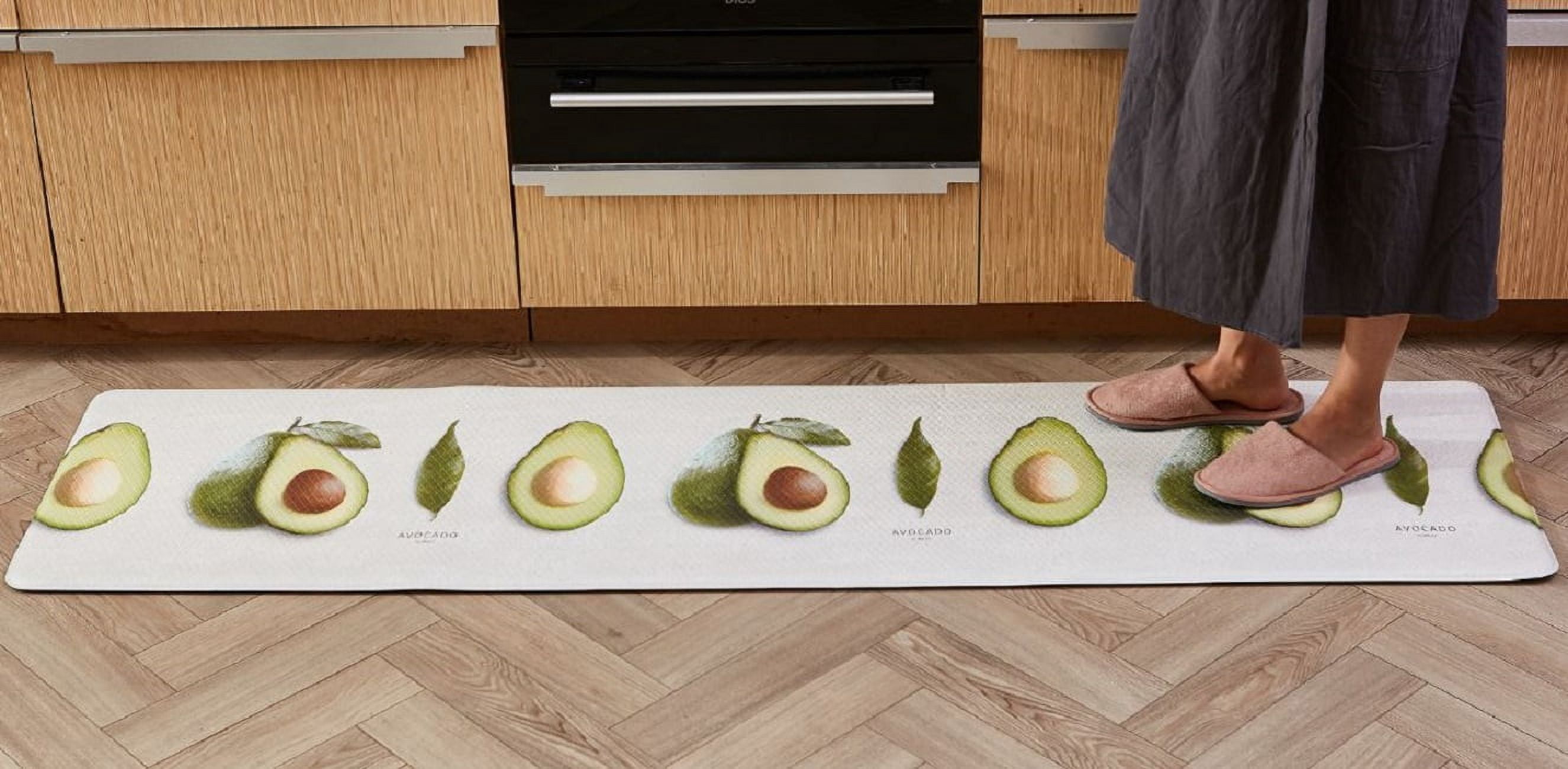 Avocado design double-sided kitchen foot mat, anti-fatigue, non-slip, ergonomically comfortable, waterproof in L size