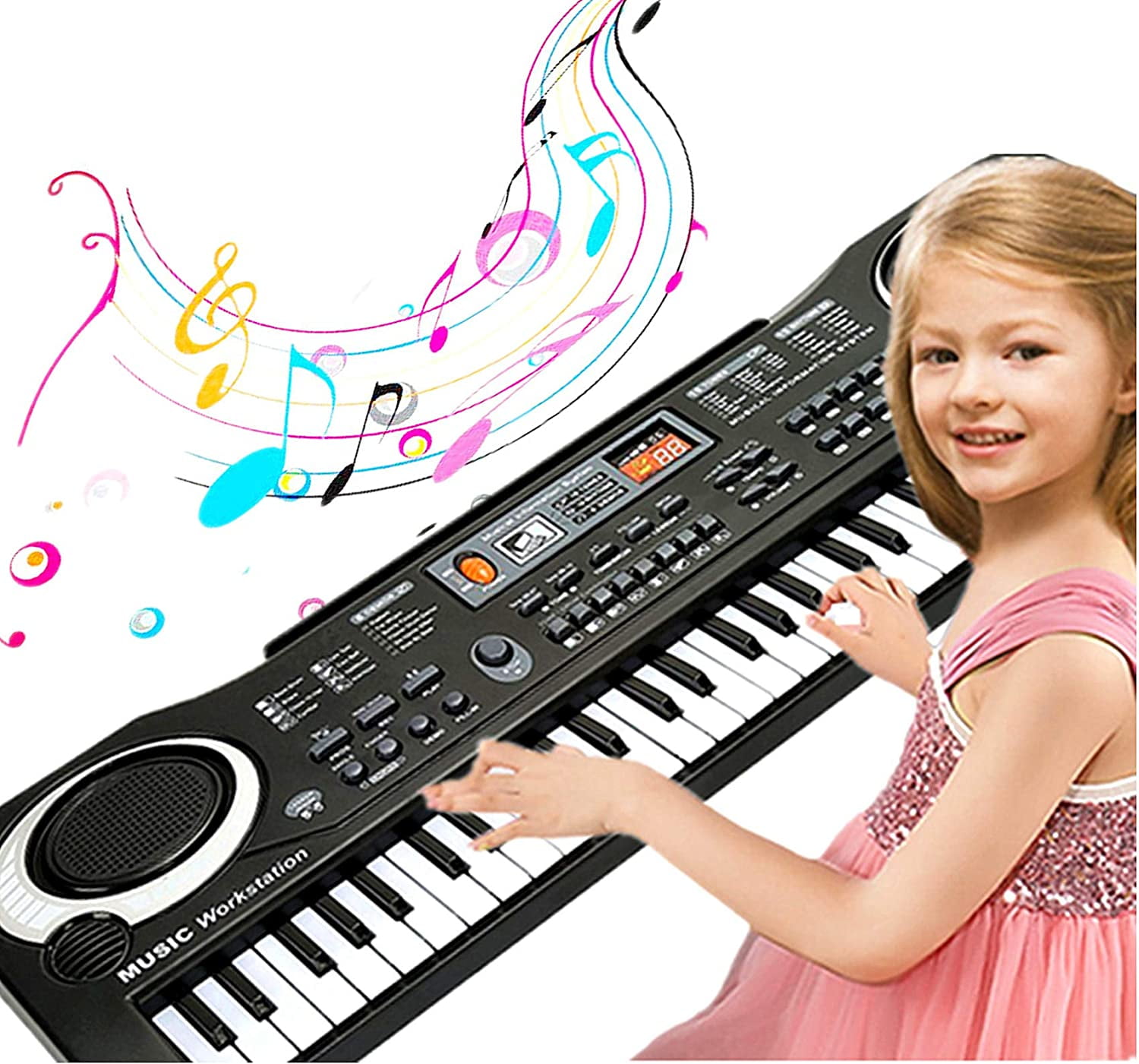 SEMART Keyboard Piano For Kids Portable Electric Digital Piano keyboards Musical instruments Toy multi-function w/Microphone Birthday Christmas Gift for kids children 