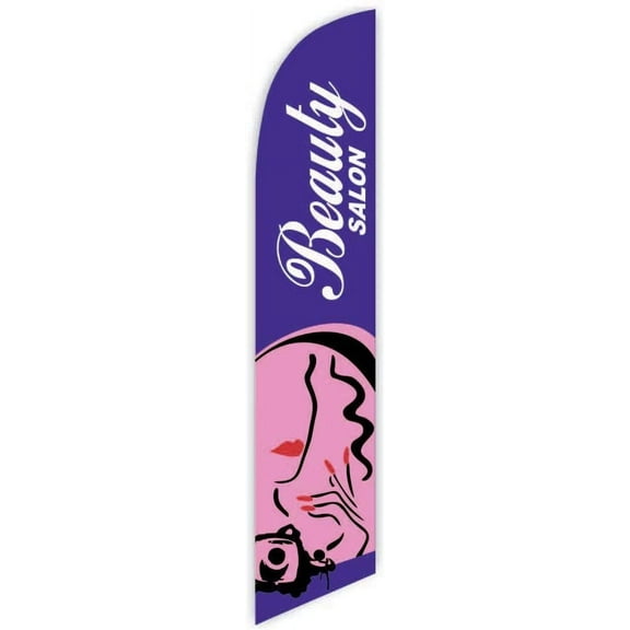 Cobb Promo Beauty Salon Blue Advertising Feather Flag 12ft - Replacement Flag Only Without Poleset