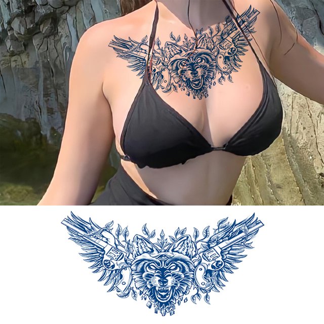 Cuadros Decorativos 2 uds tatuaje corporal pegatina semipermanente tatuajes geniales tatuajes en el pecho para hombres y mujeres Wdftyju embutido en tela