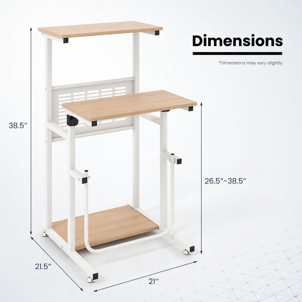 Demi Bonn Standing Desk for Small Space Sit Stand Desk with Height Adjustable Desktop, Laptop Workstation, White