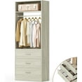 thumbnail image 5 of Homieasy Freestanding 2FT Closet System with 3 Wood Drawers, 24" Closet Organizer System with Hanging Rod & Shelves, Walk-in Closet Systems for Small Closets, White Oak, 5 of 7