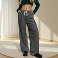 thumbnail image 2 of Diufon Wide Leg Pants for Women Fall Fashion Drawstring Sweatpants Casual Soft Jogger Trousers with Pockets, 2 of 10
