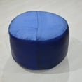 thumbnail image 2 of Round Shaped Goat Leather Handmade Eco-Friendly Blue Pouf - Round Shape Pouf, 14" x 14"x 14", Plain Solid Pouf, Goat Leather Pouf, Recycled Cotton Fill Stuffed Pouf, Leather Seating Pouf, 2 of 5