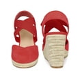 thumbnail image 4 of BLISSFUL STEP Sandales à Talon Compensé Espadrille à Bout Fermé à Brides Croisées pour Femmes Rouge 7,5, 4 of 5