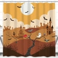 thumbnail image 1 of Rideau de Douche d'Halloween Fantaisiste - Design d'Automne Effrayant avec Citrouilles, Chauves-Souris et Pleine Lune, 1 of 4