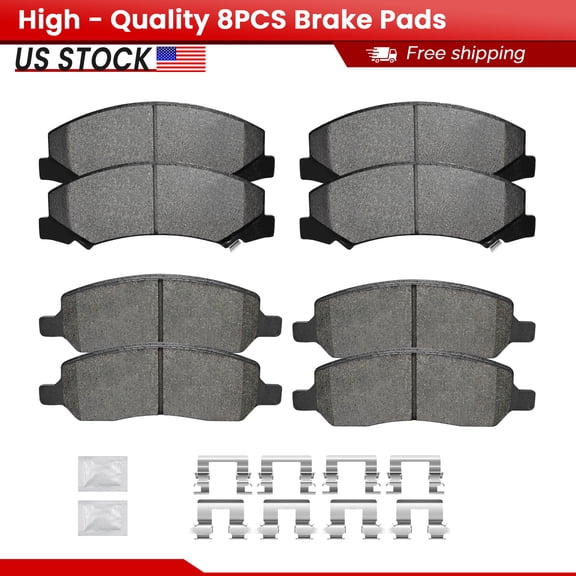 ACB ZONE Front and Rear Ceramic Brake Pads with Hardware for 2006 - 2011 Buick Lucerne Cadillac DTS (P-1159,P-1172)
