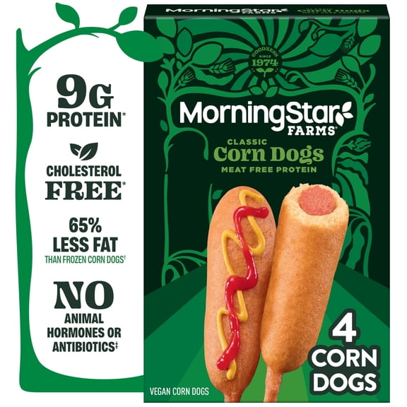 MorningStar Farms Classic Plant Based Corn Dogs, Vegan Snacks, 10 oz, 4 Count Box