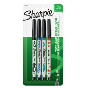 Sharpie Fine Point Pens, 0.8 mm, Assorted Colors, 4 Count