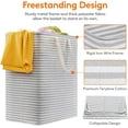 thumbnail image 2 of 2-Pack 100L Large Laundry Baskets, Freestanding Collapsible Laundry Hampers with Reinforced Handles for Bedroom Decor, Dorm Storage, Bathroom Storage, and Home Organization – Grey/White, 2 of 7