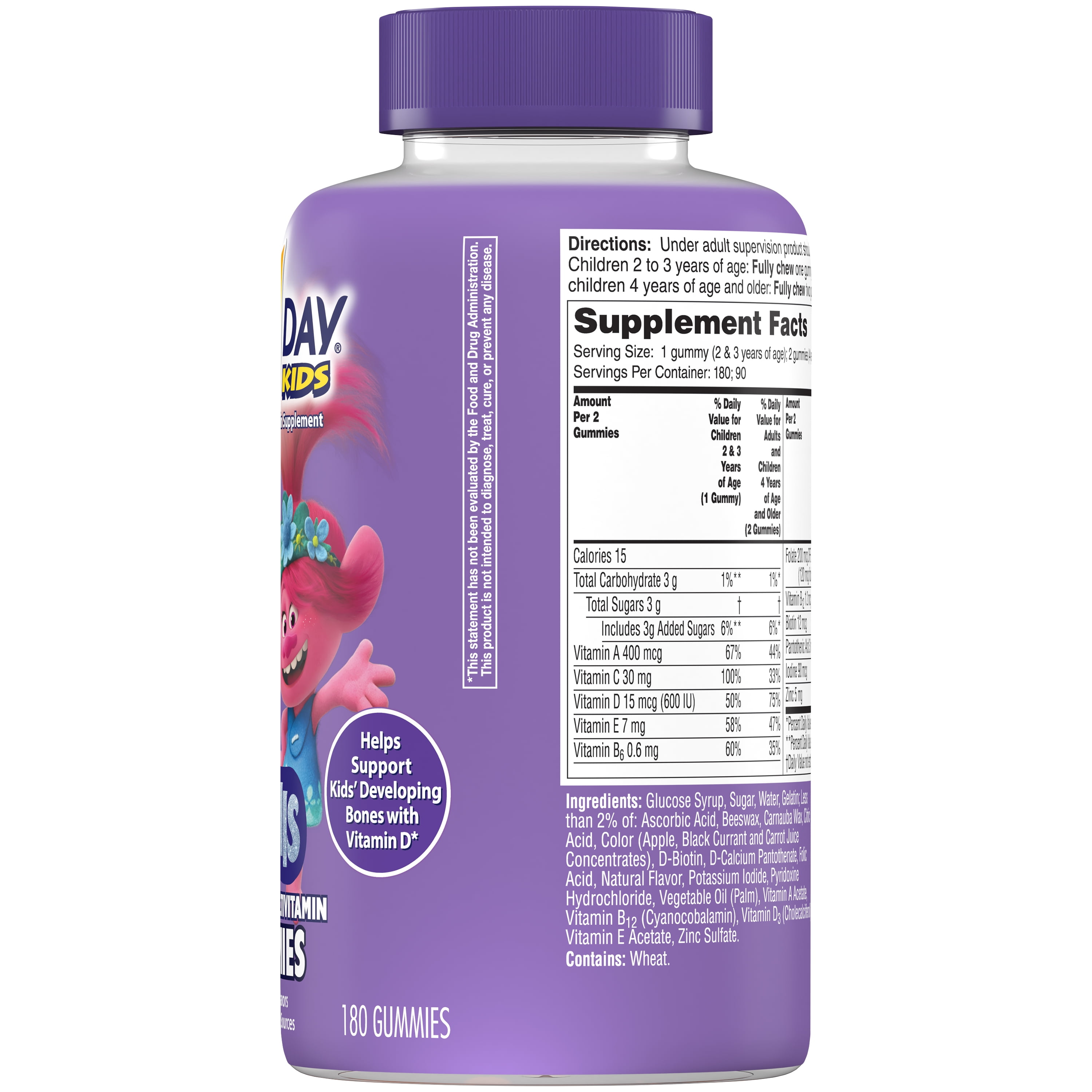 One a Day Kids Trolls Gummies Multivitamins for Children, 180 Count