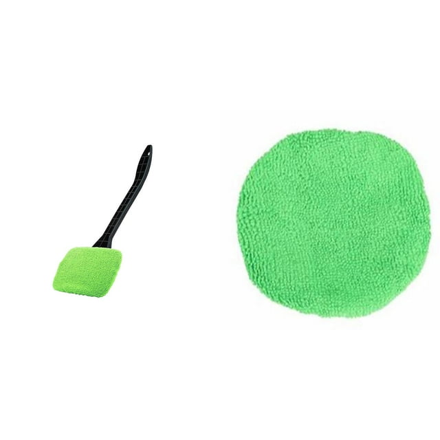 2/1pcs Car Windshield Cleaning Tool, Window Cleaning Brush Kit Wiper Microfiber Long Handle Cleaning Wipe Tool, Reusable Microfiber Pads