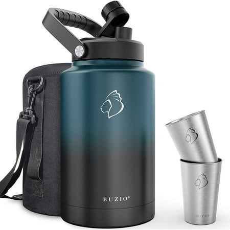 

JIFF 128 oz Insulated Water Bottle 1 Gallon Water Bottle Insulated Indigo Black Gradient