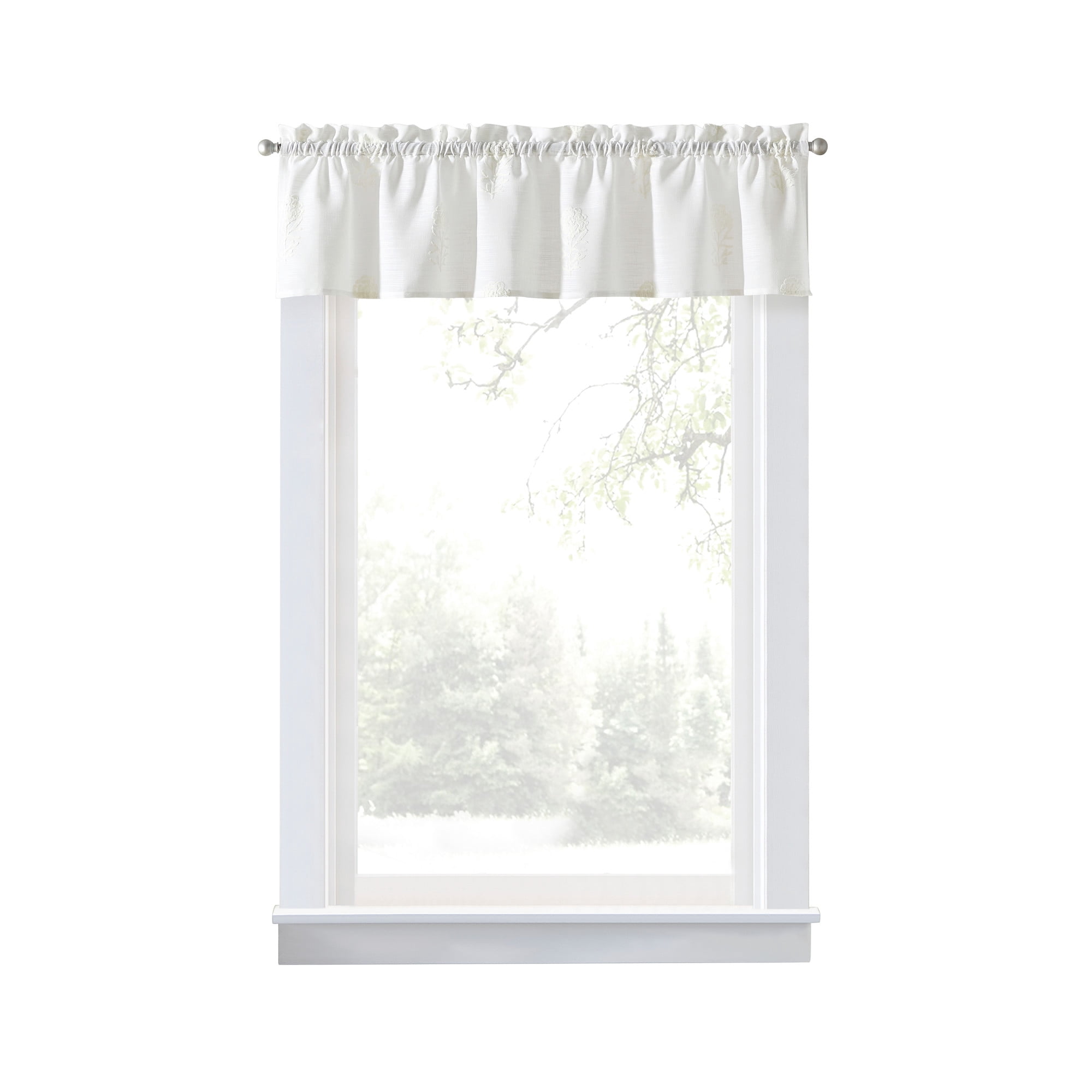 Curtainworks Grace Floral Valance White, 1 Piece, Indoor, Rod Pocket, 56" x 14", Adult