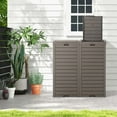 thumbnail image 2 of Costway 2 PCS 31 Gallon Outdoor Trash Can Waste Bin with Dual Lid Pull-out Drawer Backyard Coffee, 2 of 8