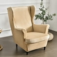 thumbnail image 3 of CJC Wingback Chair Slipcover Stretch Chair Cover 2 Pieces with Cushion Cover Soft Armchair Furniture Protector for Living Room Bedroom, 3 of 18