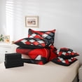 thumbnail image 6 of jejeloiu Geometric Grid Buffalo 7pcs Bedding Comforter Set,Modern Abstract Art Queen Bedding Sets,Red White Black Queen Sheet Sets For Men Women,Breathable Home Decor Reversible, 6 of 8