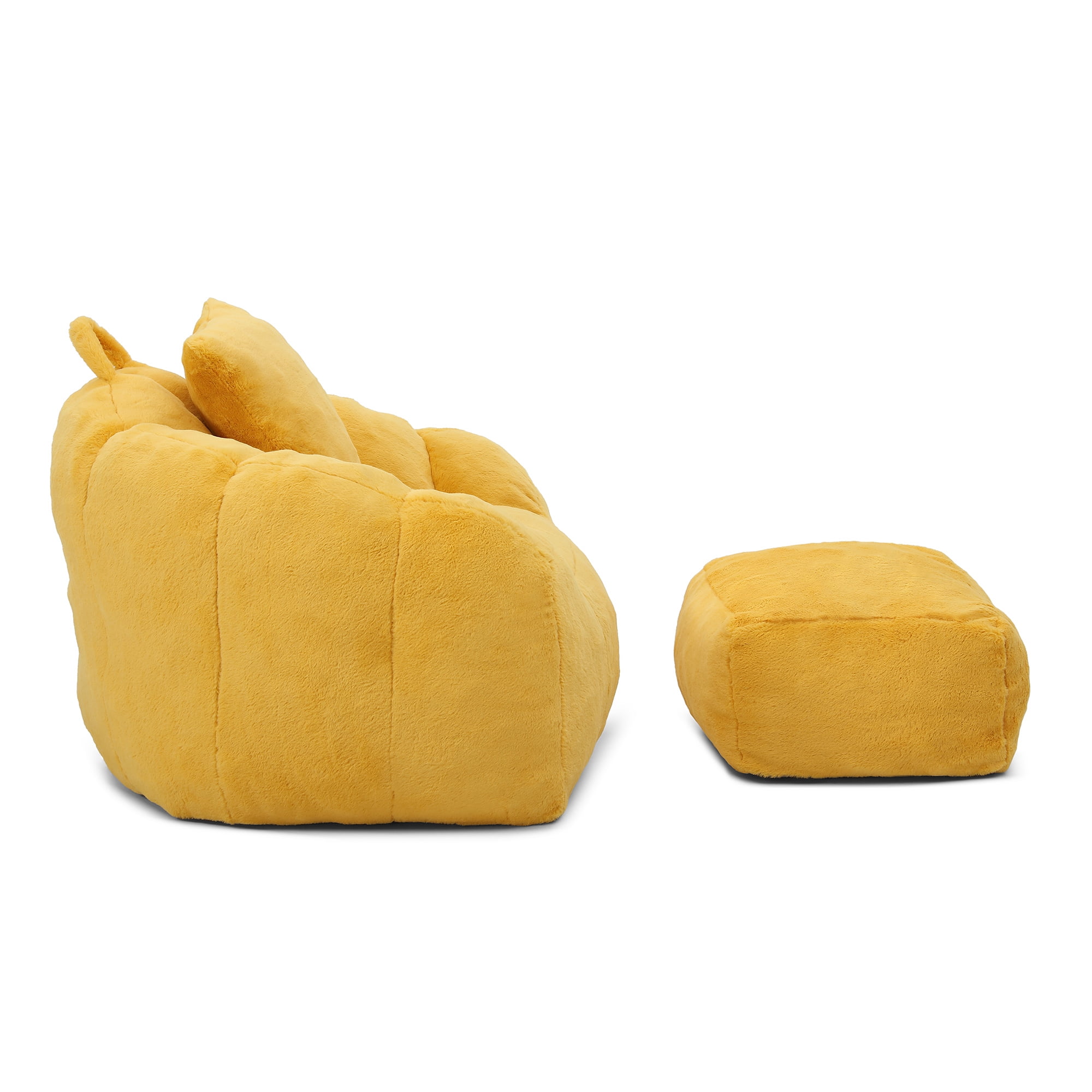 Jopath Bean Bag Chair with Footstool, Oversized Bean Bag for Adults and Kids, Stuffed Big Accent Sofa, Floor Sofa for Gaming Reading Living Room Bedroom Yellow