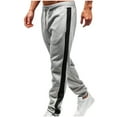 thumbnail image 2 of Mens Joggers Bottoms Striped Tracksuit Pants Fleece Lined Trousers Winter Warm Sweatpants Slim Track Pants Casual Sports Gym Running Trousers with Pockets Color Block Sweat Pants Active Wear, 2 of 6