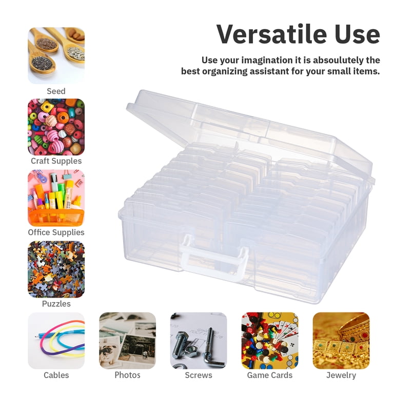 HEFTMAN 4 x 6 scatole per foto, trasparenti, con 16 custodie interne per foto, contiene 1600 foto, scatola trasparente per semi HEFTMAN 4 x 6 scatole per foto, trasparenti, con 16 custodie interne per foto, contiene 1600 foto, scatola trasparente per semi