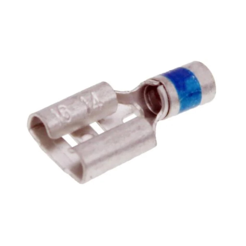 KarParts360 Female Disconnect Terminal | 10 Pieces | Nylon/Steel Material | Black/Silver/Blue | 1.18 Inches Connector Length | With 10 Heat Shrink