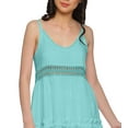 thumbnail image 4 of Moomaya V-Neck Spaghetti Strap Sleeveless Flair Dress Solid Summer Clothing, 4 of 6
