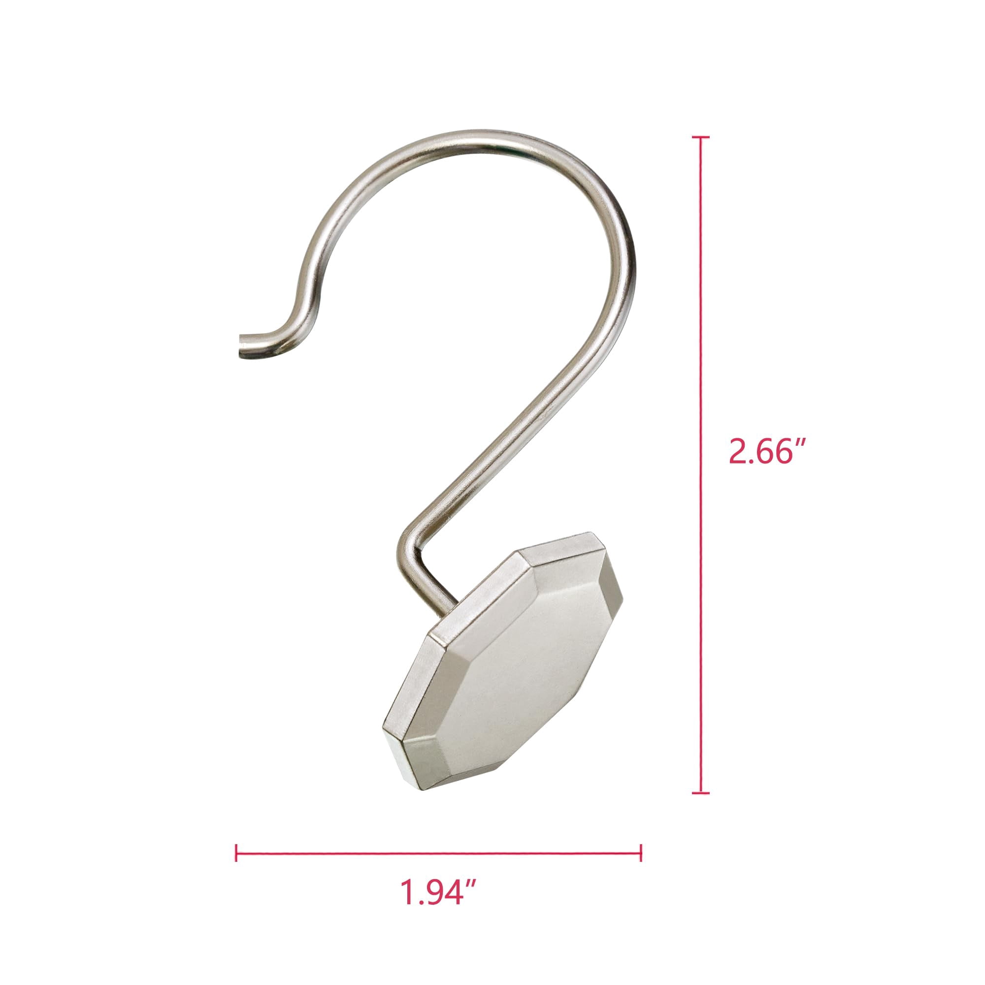 Utopia Alley Shower Rings, Shower Curtain Rings for Bathroom, Rustproof Zinc Shower Curtain Hooks Rings, Set of 12, Brushed Nickel