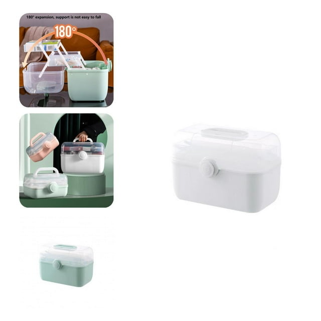 Emergency Kit Box Non-slip Carrying Handle Transparent Visible Large Capacity Container Multi-layer Medical Organizer Family First Aid Box for Home