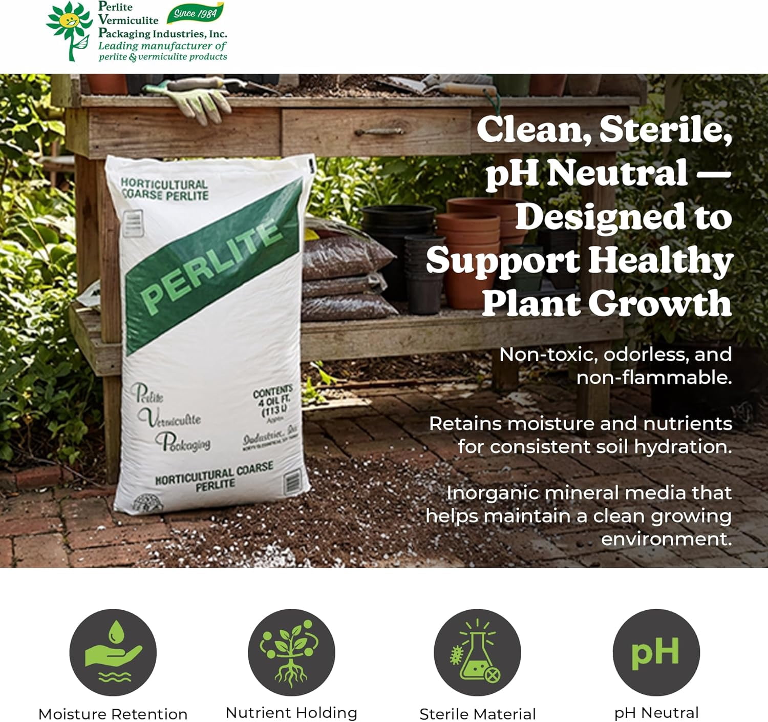PVP Industries Organic Coarse Perlite for Planting and Garden Soil, 120 Qt, 4 Cu Ft - Lightweight Growing Media for Indoor Plants, Outdoor Gardening, Potting Mix, and Seed Starting