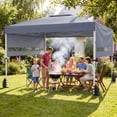 thumbnail image 4 of Costway 10x17 FT Pop Up Canopy Tent with Dual Adjustable Awnings, Silver-Coated Fabric Gray, 4 of 10