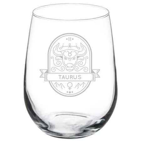 

Wine Glass Goblet Gift Mystical Zodiac Horoscope (17 oz Stemless) (Taurus)