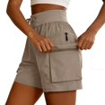 thumbnail image 5 of vigerkar Hiking Shorts Quick Dry Cargo Pockets Elastic Waist Drawstring Outdoor Travel Lightweight Athletic Shorts for Women, High Waisted Durable Performance (Beige, XXL), 5 of 9