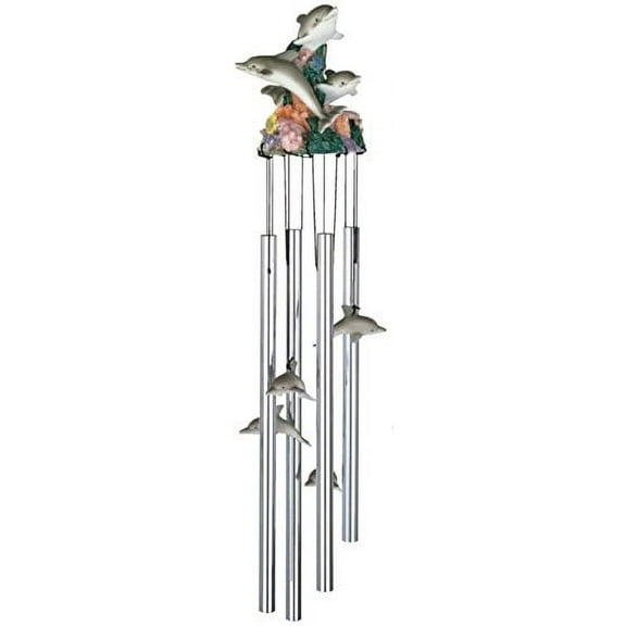 StealStreet SS-G-41535 Round Top Dolphin Hanging Garden Porch Decoration Decor Wind Chime