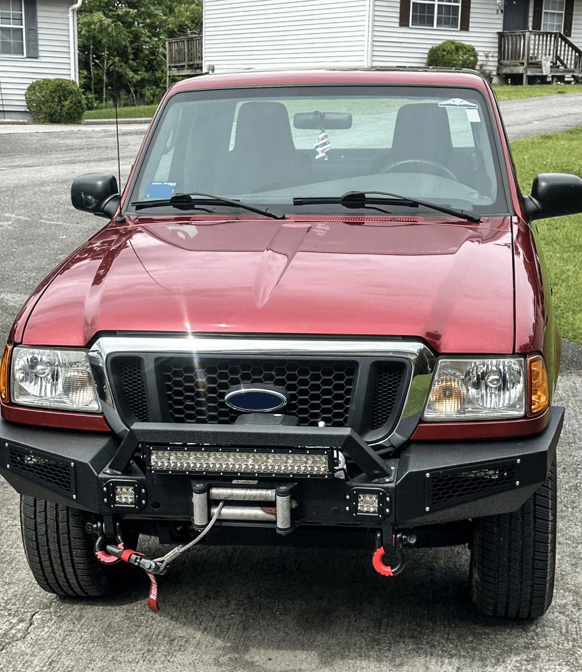 Vijay Compatible with 1998-1999-2000-2001-2002-2003-2004-2005-2006-2007-2008-2009-2010-2011 Ford Ranger Front Bumper Textured Black Steel with Light and D-ring