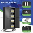 thumbnail image 3 of 61" Tall Metal Garage Storage Cabinet with Wheels and Locking Doors and Tall Rolling Steel Tool Cabinet with 3 Adjustable Shelves for Garage,Home,Office,Shop (Black), 3 of 14