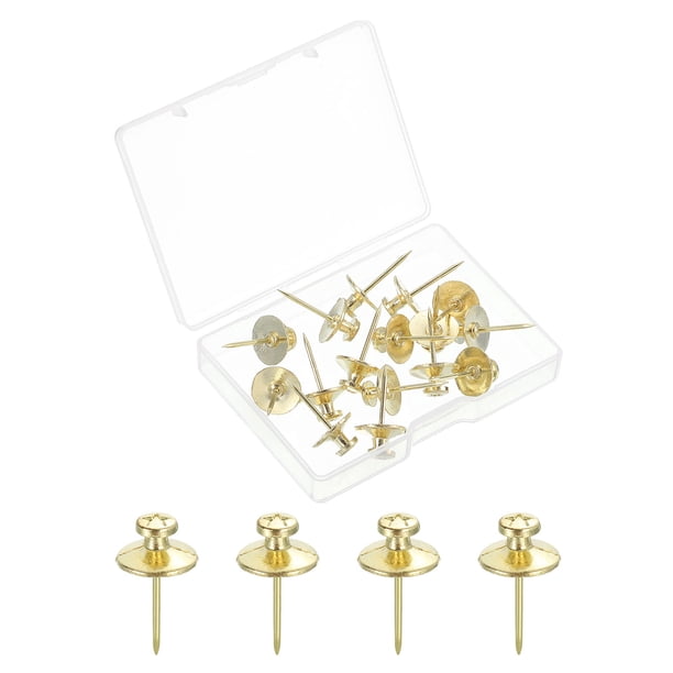 Uxcell 20 Pcs Clavo para Colgar Imágenes de Doble Cabeza, Alfileres de Empuje de Aleación de Zinc, Tachuelas de Doble Cabeza para Colgar Imágenes, Dorado