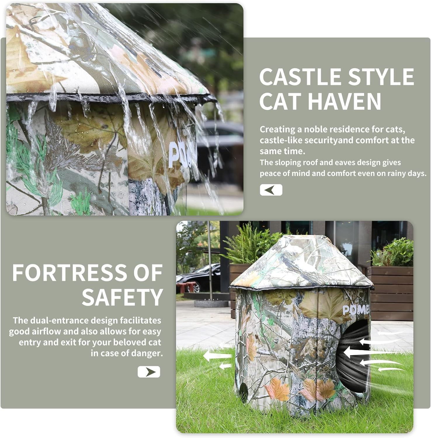 Heated Outdoor Cat House Weatherproof Cat Small Dog Warm Pet Shelter Carrier NEW PP10_Jungle