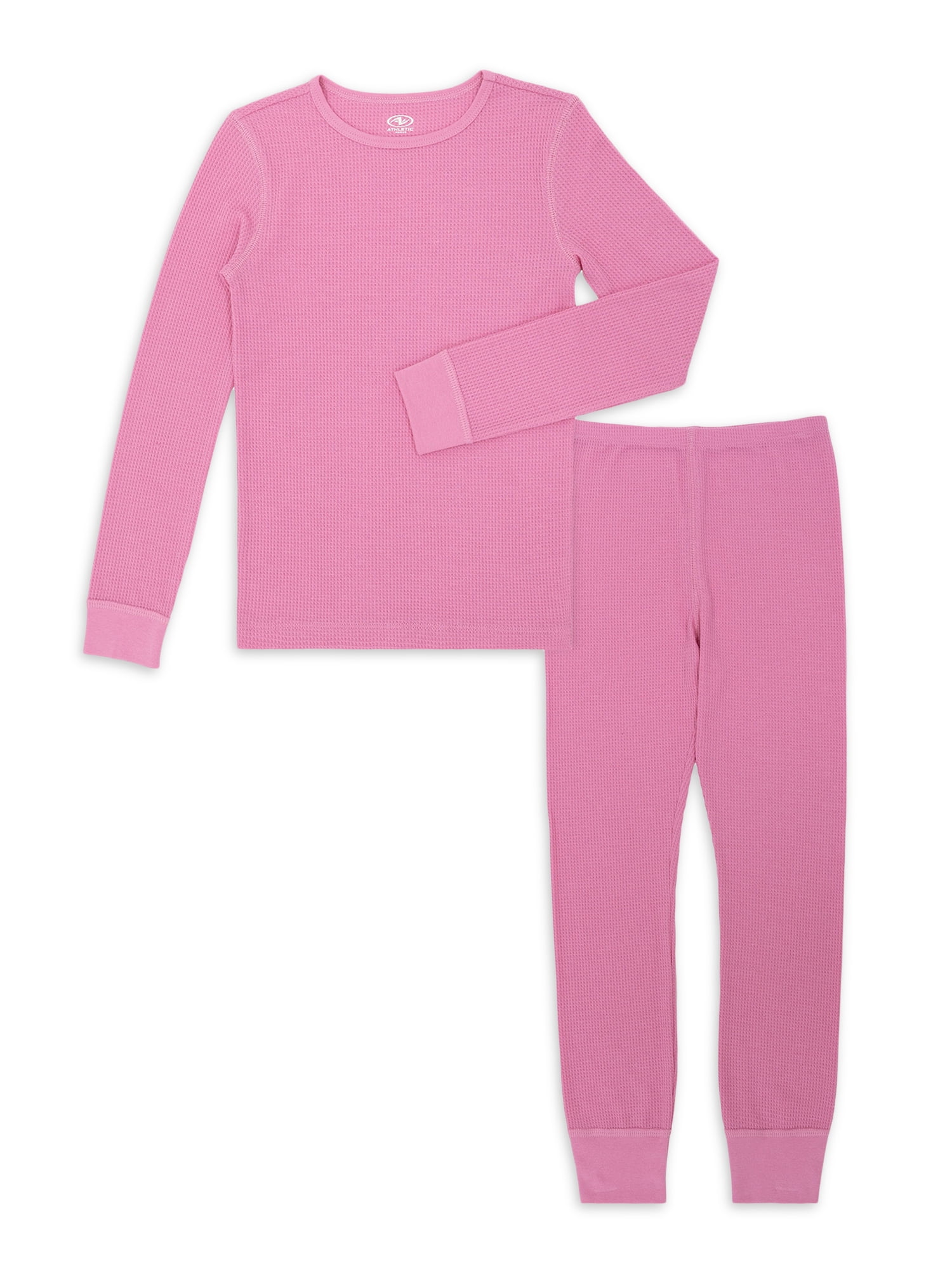 Athletic Works Girl's Waffle Thermal Top & Bottom Set, 2-Pack, Sizes XS-2XL