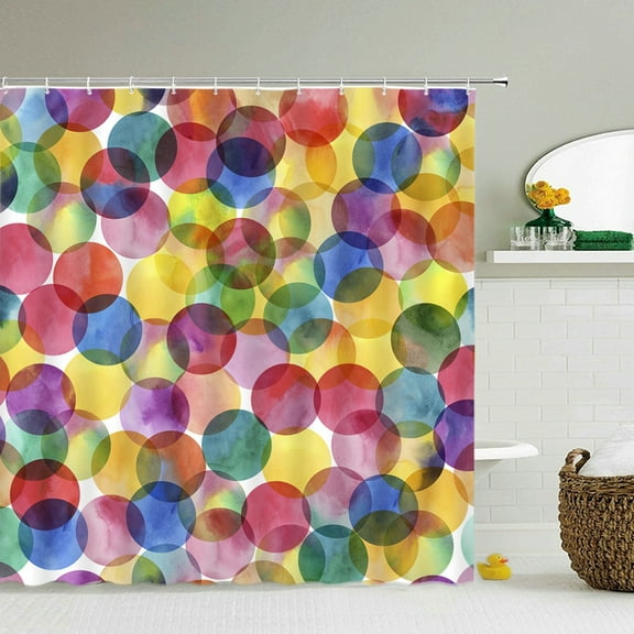 3D Modern Colorful Printed Bath Curtains Waterproof Polyester Fabric Color Geometric Shower Curtains Bathroom With