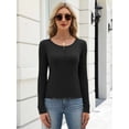 thumbnail image 6 of Zeagoo Women's Long Sleeve Henley T-Shirt Button Ribbed Knit Slim Fit Casual Basic Top Spring Fall Clothes, 6 of 7