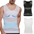thumbnail image 2 of Men Compression Shirt Slimming Undershirt Body Shaper Chest Compression Tummy Control Tank Top Shapewear Underwear WHITE M, 2 of 6
