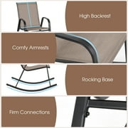 Gymax Set of 2 Metal Rocking Chair Heavy-Duty Rocker Outdoor Anti-Slip Brown Patio