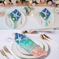 thumbnail image 3 of Blue Teal Pink Ombre Coastal Cloth Napkins, Nautical Beach Starfish Coral Summer Washable and Reusable Dinner Napkins Set of 8, Table Napkin for Kitchen Party Birthday Wedding Hotel 20"x20", 3 of 9