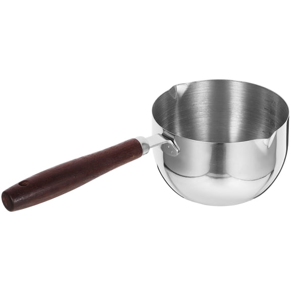 SOPOTUTU 1.5 Quart Stainless Steel Melting Pot with Pour Spout and Wooden Handle for Cooking, Melting, and Kitchen Use